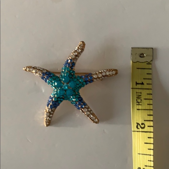 Starfish Blue Rhinestone Pin - Picture 2 of 2